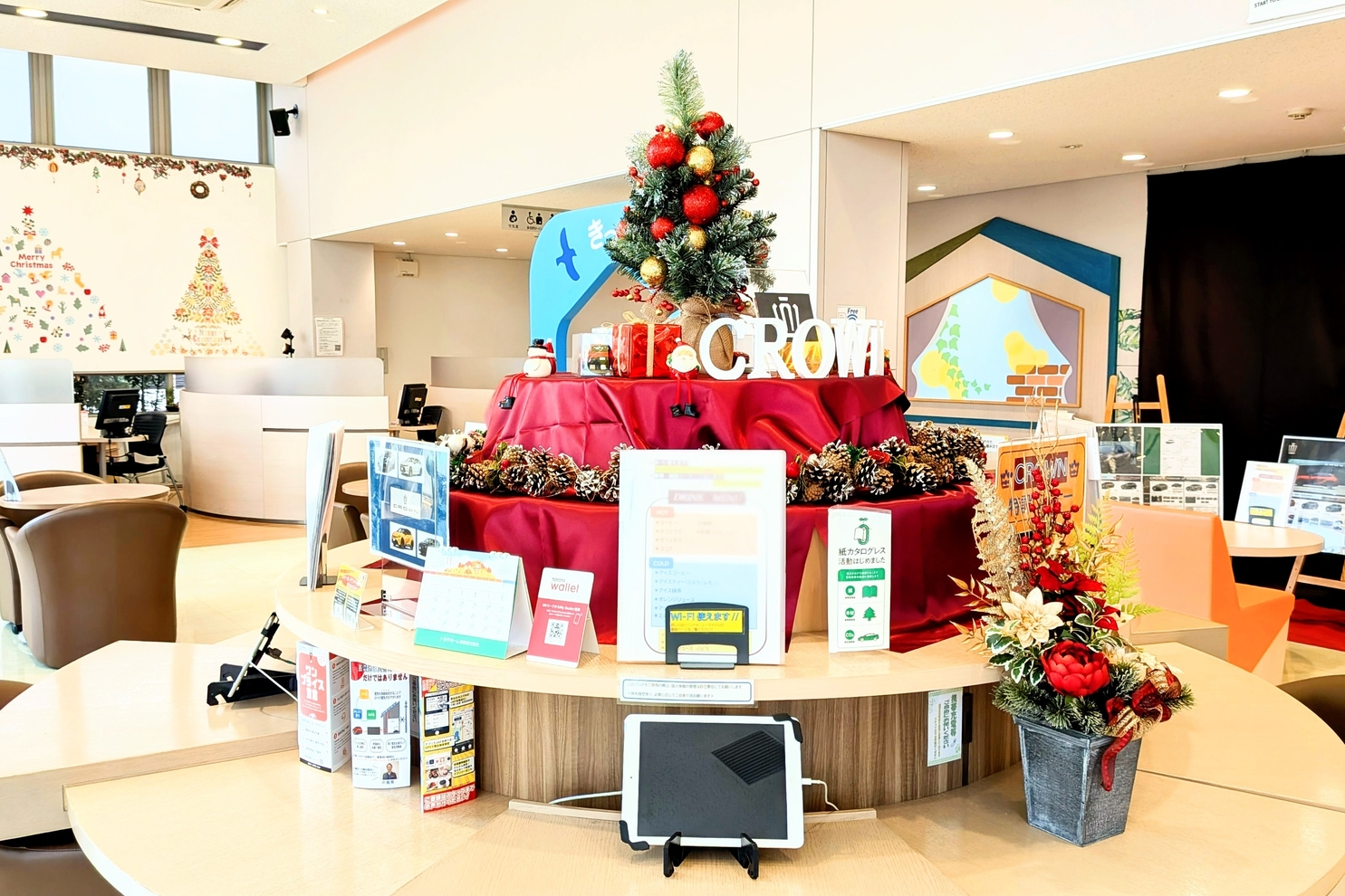 中央丸テーブルクリスマス装飾１：冬装飾６